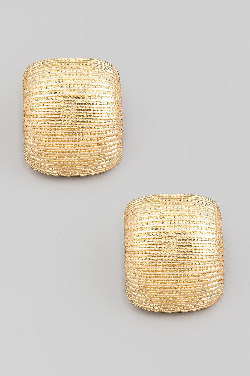 Textured Square Drop Earrings - Gold