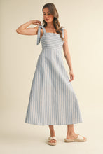 Load image into Gallery viewer, Sailor Striped Linen Midi Dress