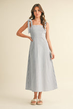 Load image into Gallery viewer, Sailor Striped Linen Midi Dress