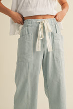 Load image into Gallery viewer, Drawstring Wide Leg Striped Denim Pants