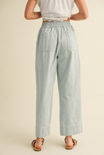 Load image into Gallery viewer, Drawstring Wide Leg Striped Denim Pants