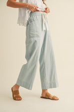 Load image into Gallery viewer, Drawstring Wide Leg Striped Denim Pants