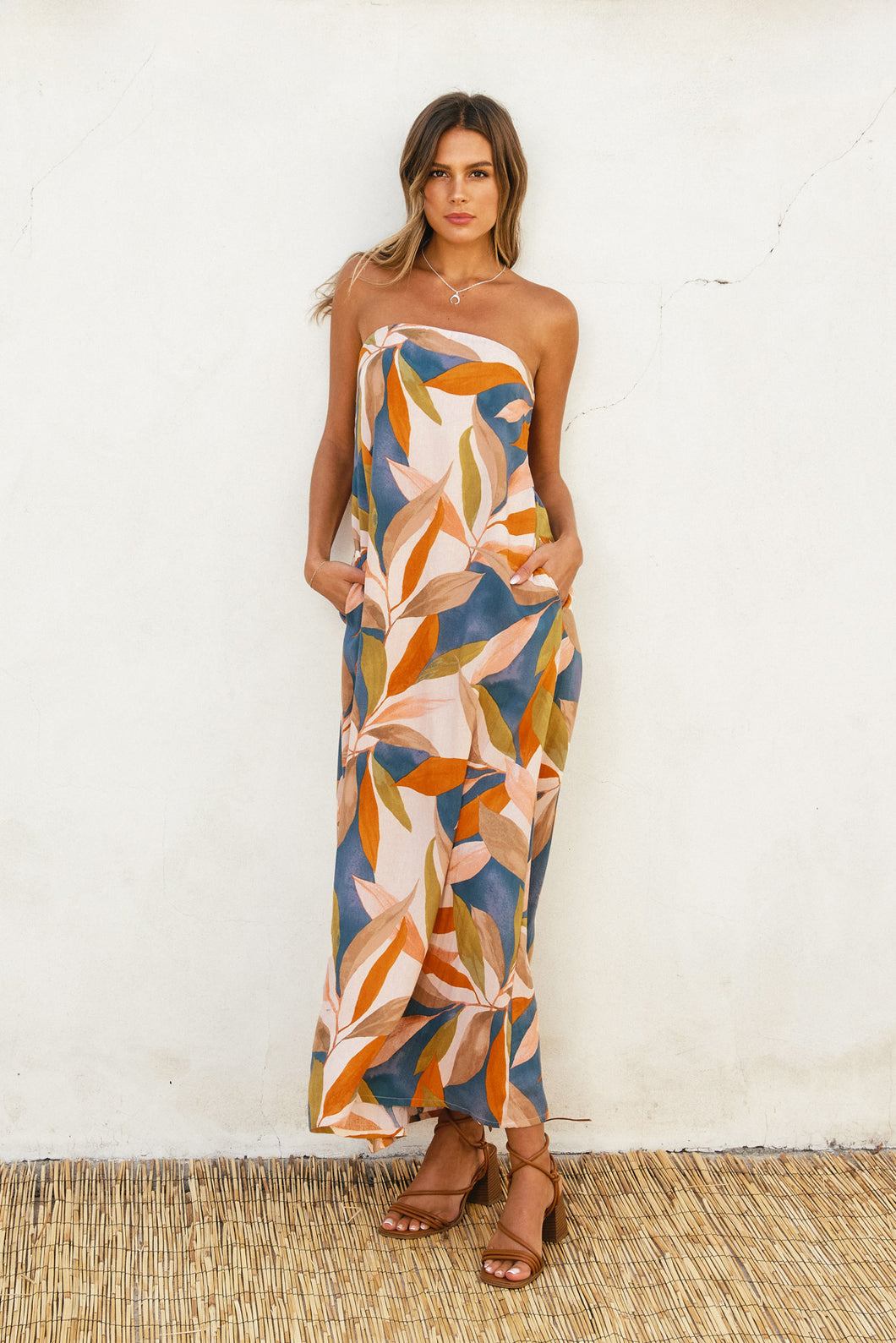 Amalfi Strapless Linen Maxi Dress