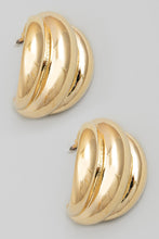 Load image into Gallery viewer, Ribbed Dome Hoop Earrings - Gold
