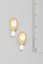 Load image into Gallery viewer, Oval Dome Pearl Drop Earrings - Gold
