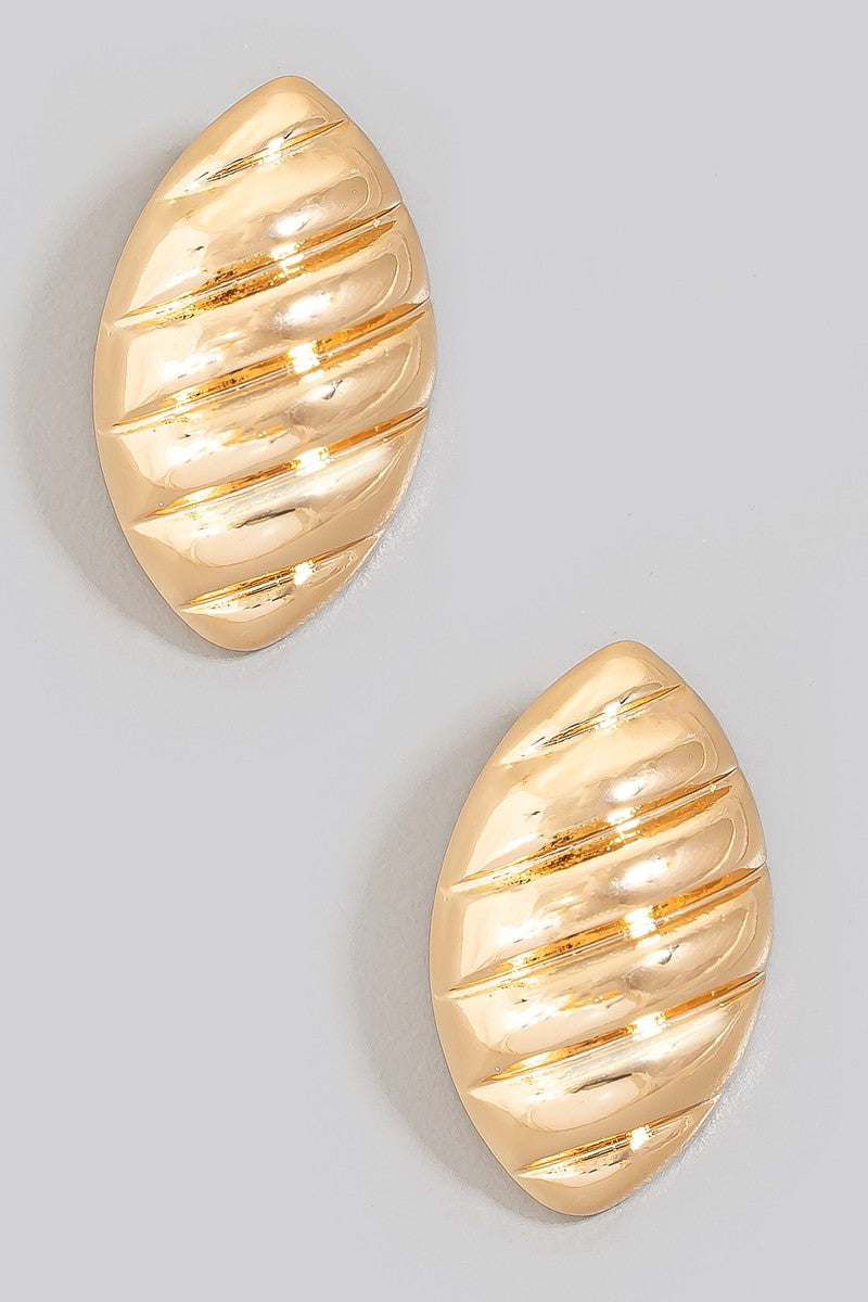 Croissant Oval Stud Earrings - Gold