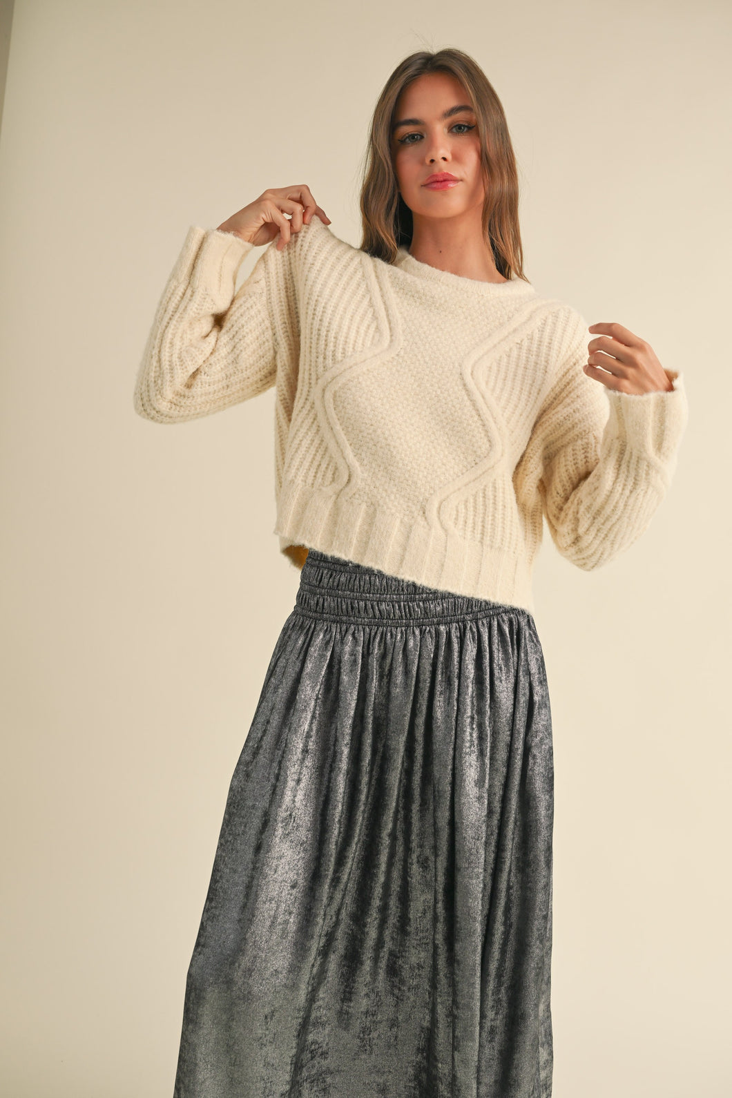 Classic Cream Cable Knit Sweater