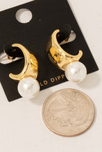 Load image into Gallery viewer, Pearl Charm Wide Hoop Earrings - Gold
