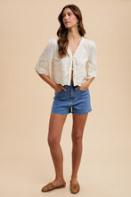 Load image into Gallery viewer, Cornelia Embroidery Tie Front Blouse
