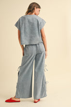 Load image into Gallery viewer, Tate Denim Tie Front Blouse
