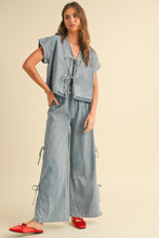 Load image into Gallery viewer, Tate Denim Tie Front Blouse
