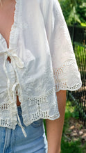 Load image into Gallery viewer, Cornelia Embroidery Tie Front Blouse
