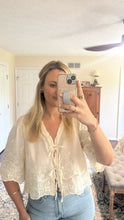 Load image into Gallery viewer, Cornelia Embroidery Tie Front Blouse
