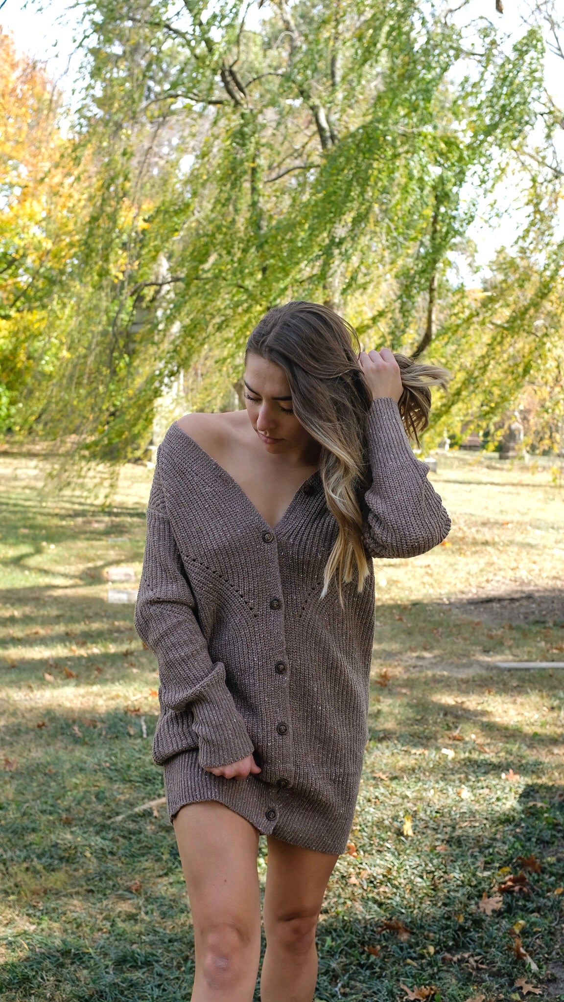 Sweater Dress With Cardigan Simply You Mini Dress And Cardigan Set Taupe  Small